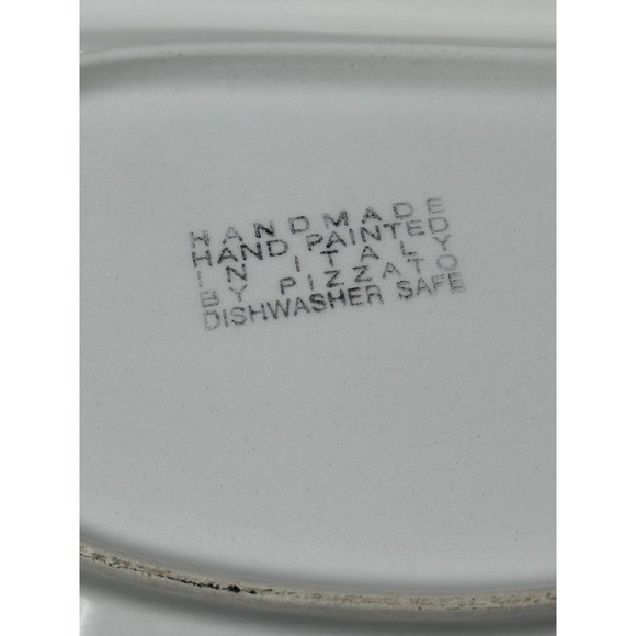 Handmade, Hand-Painted Large Oval Ceramic Fruit Pattern Divided Platter - Italy - Picture 6 of 7